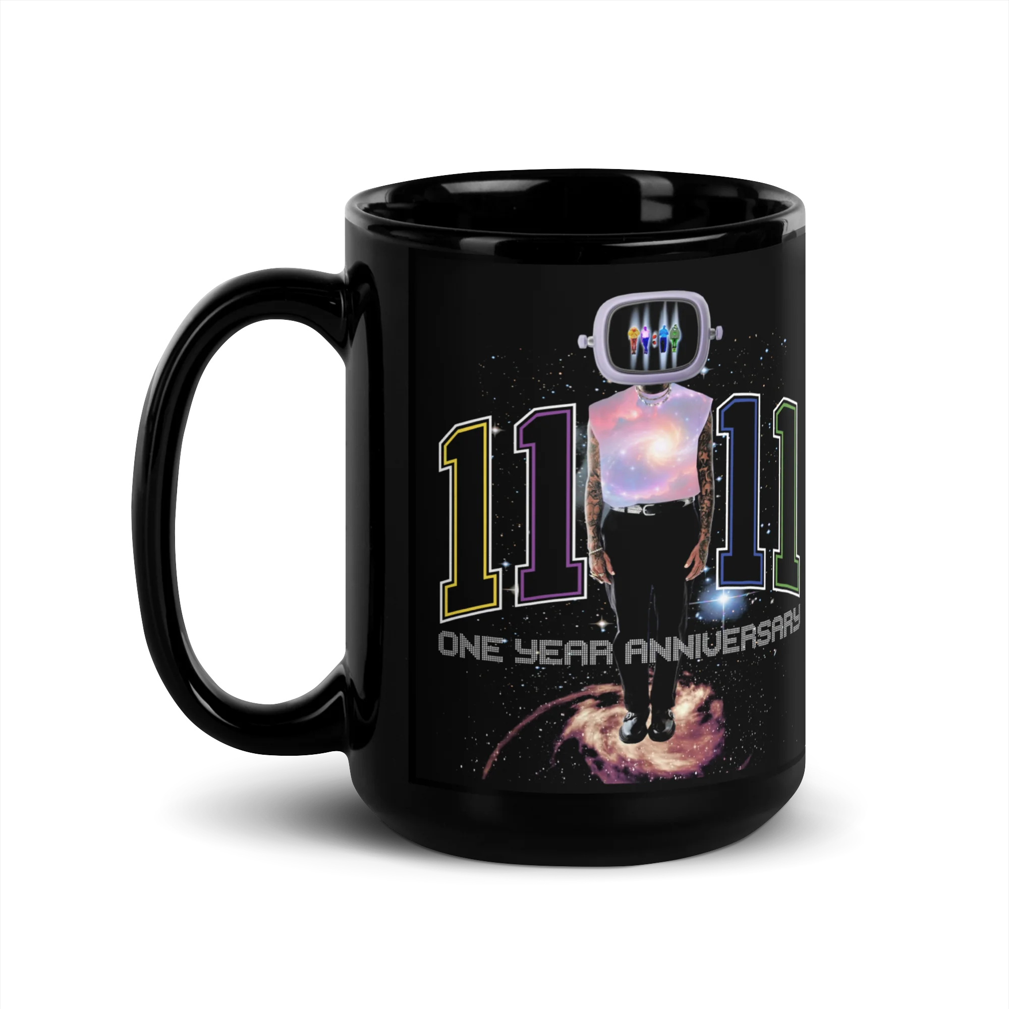 11:11 ONE YEAR ANNIVERSARY BLACK GLOSSY MUG - Image 3