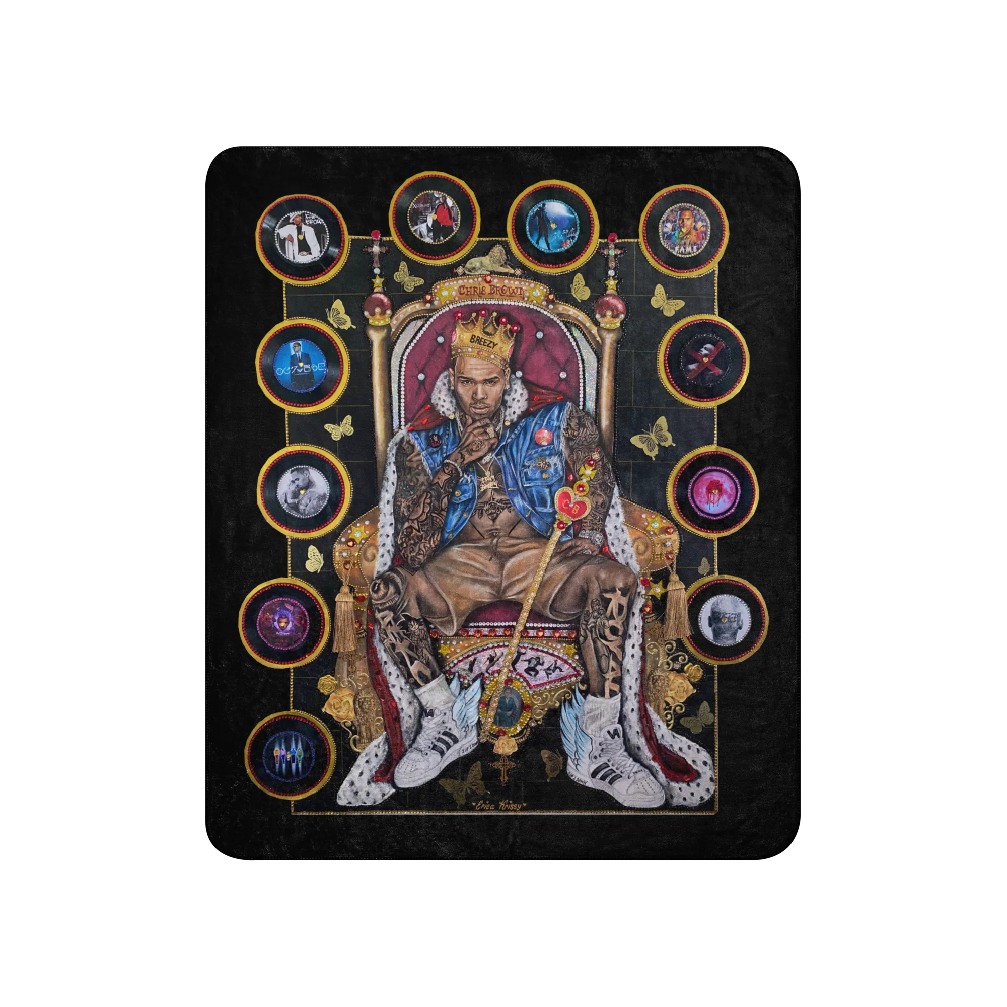 "20 YEARS OF CHRIS BROWN" BY ERICA KRISSY Sherpa Blanket - Image 3