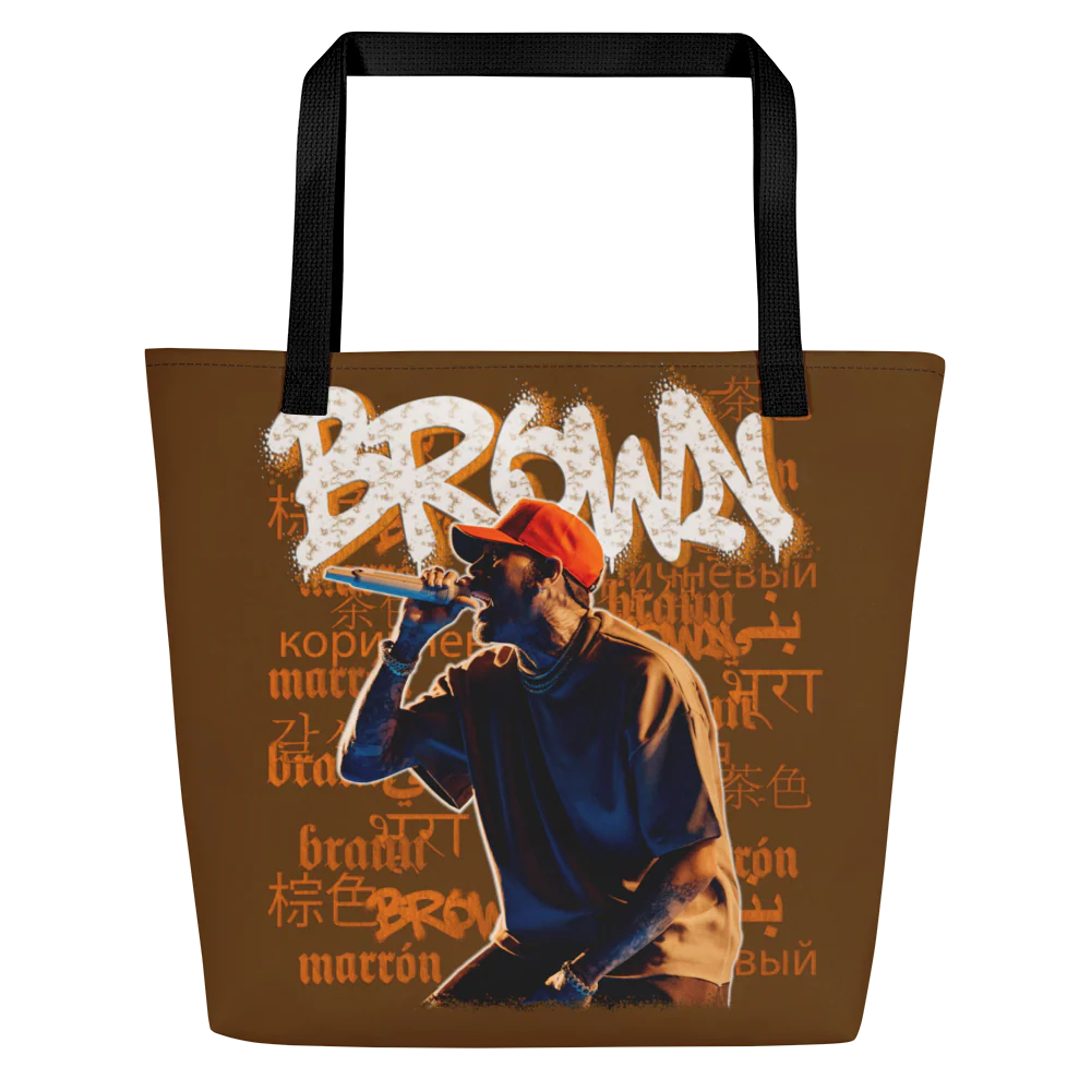 BROWN LANGUAGE All-Over Print Large Tote Bag