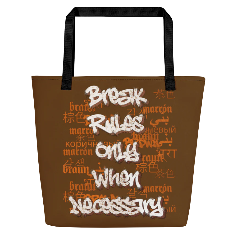 BROWN LANGUAGE All-Over Print Large Tote Bag - Image 2