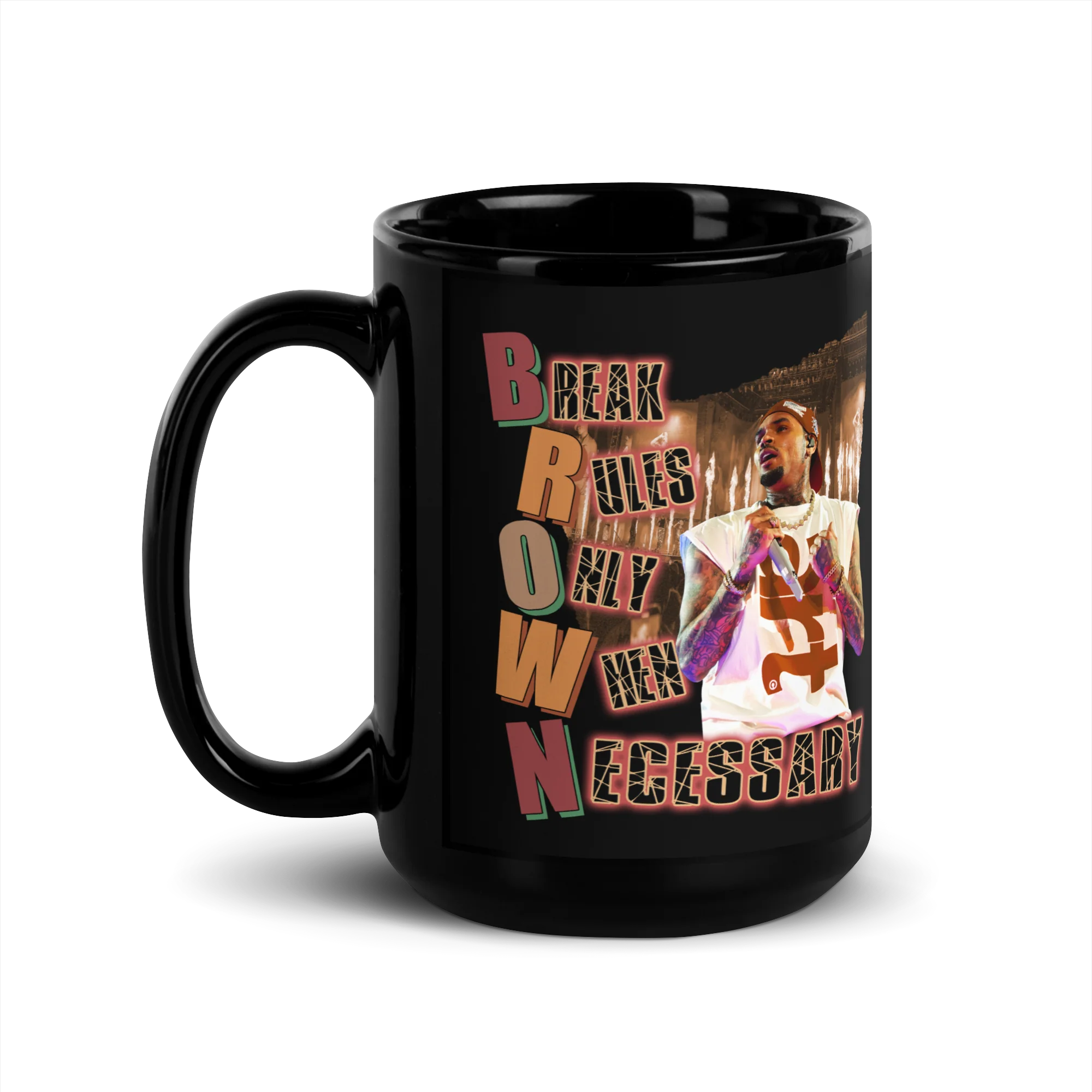BREAK RULES Black Glossy Mug - Image 4