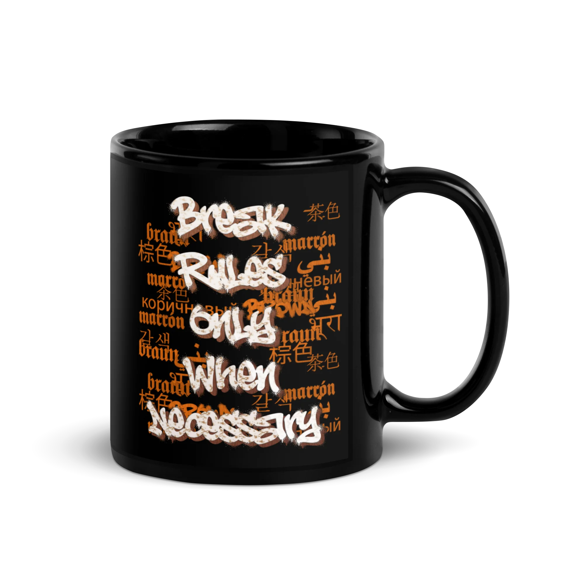 BROWN LANGUAGE Black Glossy Mug