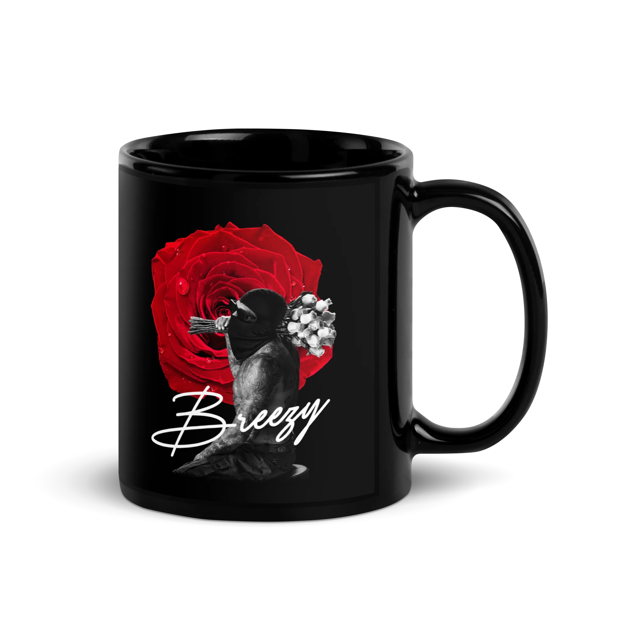 BREEZY ROSE Black Glossy Mug - Image 2