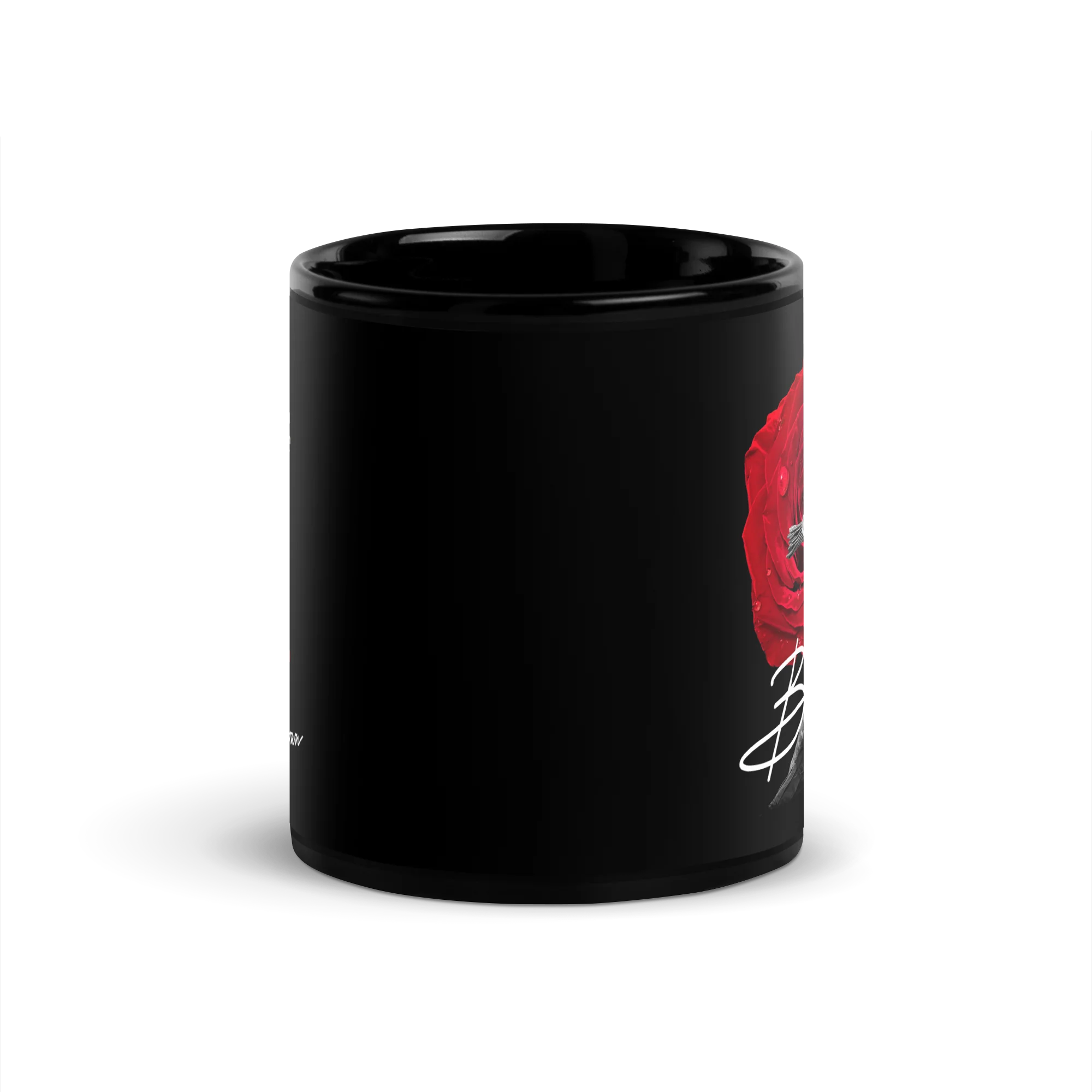 BREEZY ROSE Black Glossy Mug - Image 3