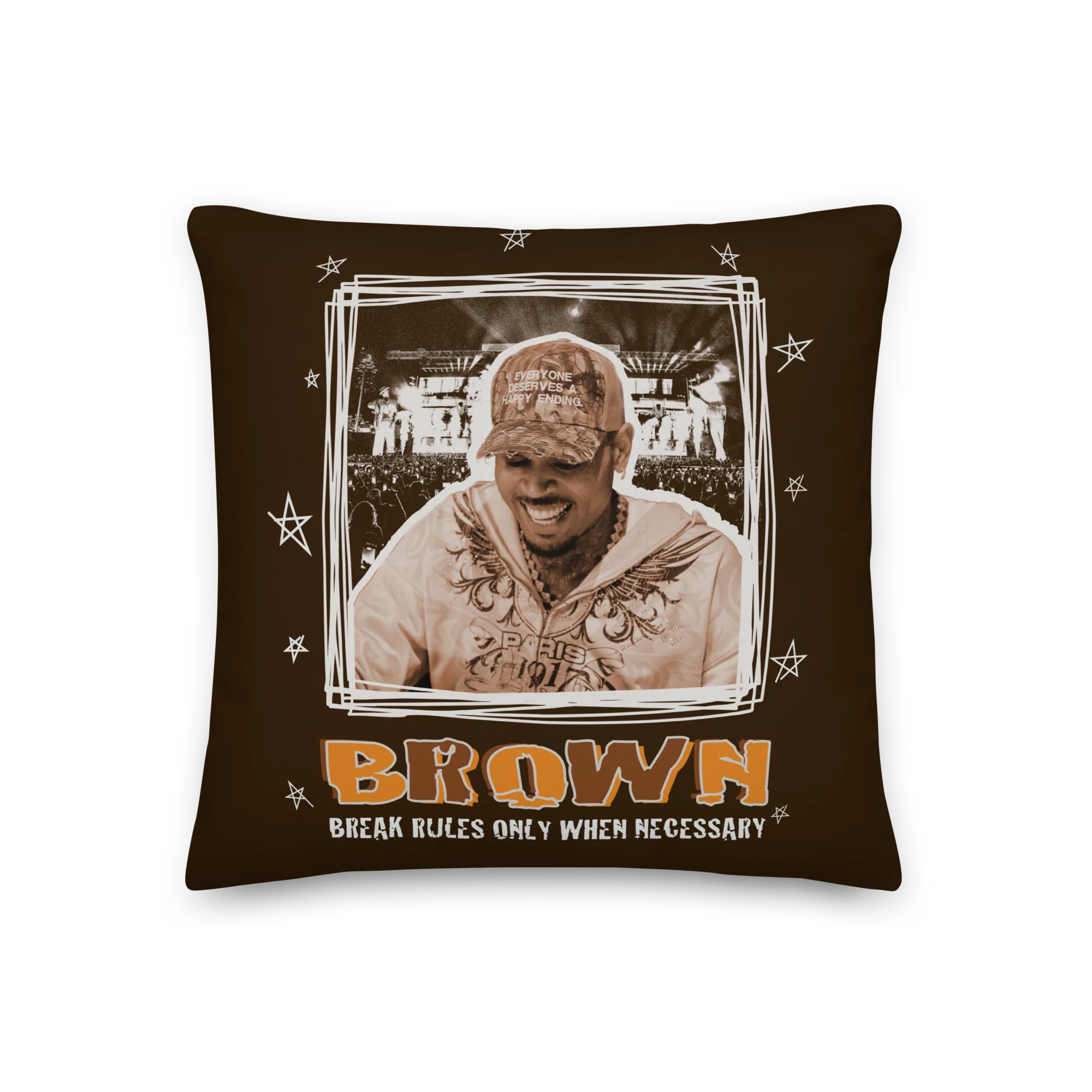 BROWN PREGAME SCRIBBLE Premium Pillow