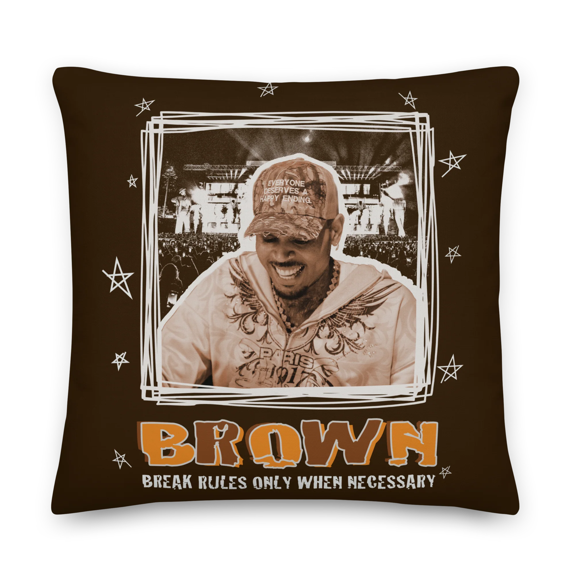 BROWN PREGAME SCRIBBLE Premium Pillow - Image 3