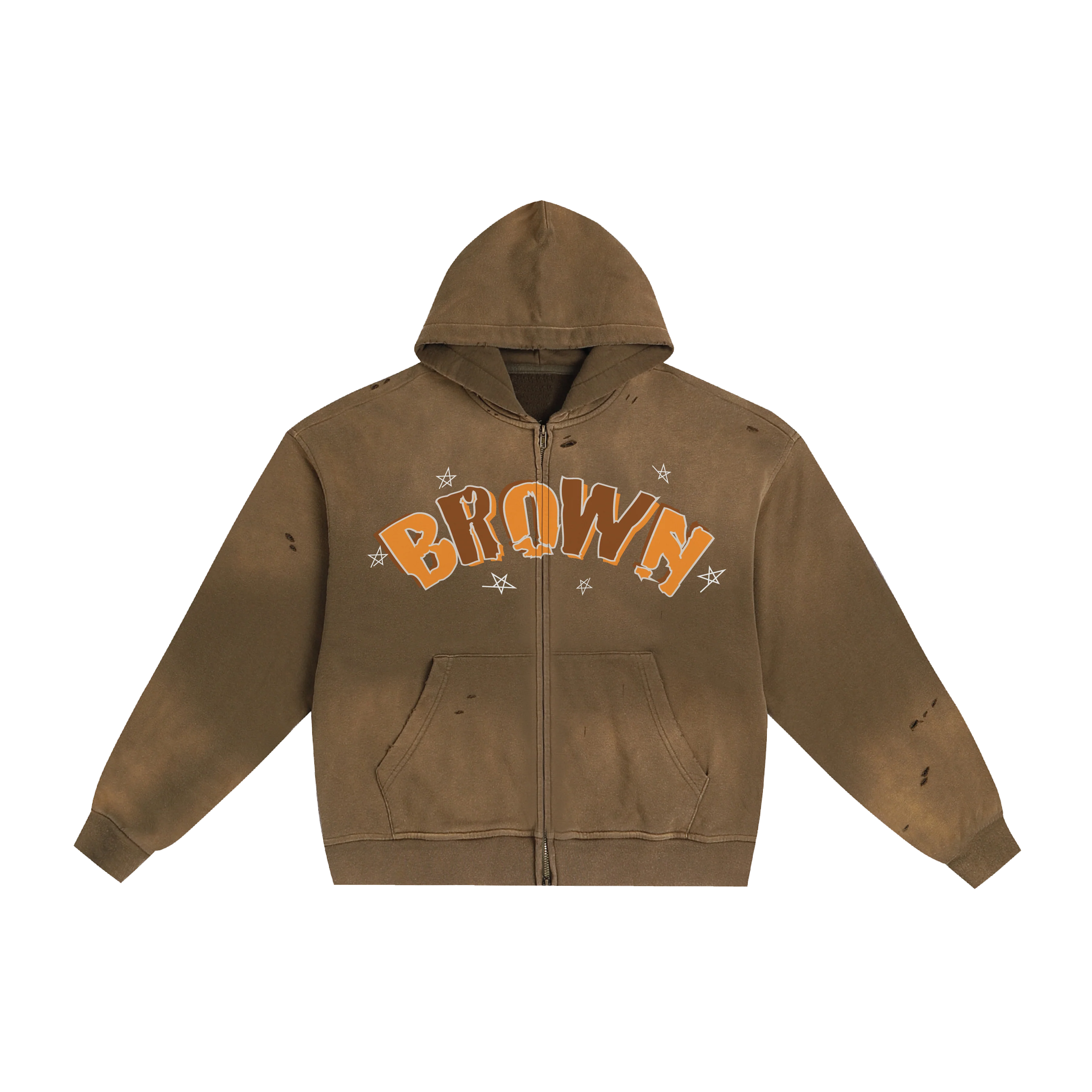 BROWN PREGAME SCRIBBLE ZIP HOODIE