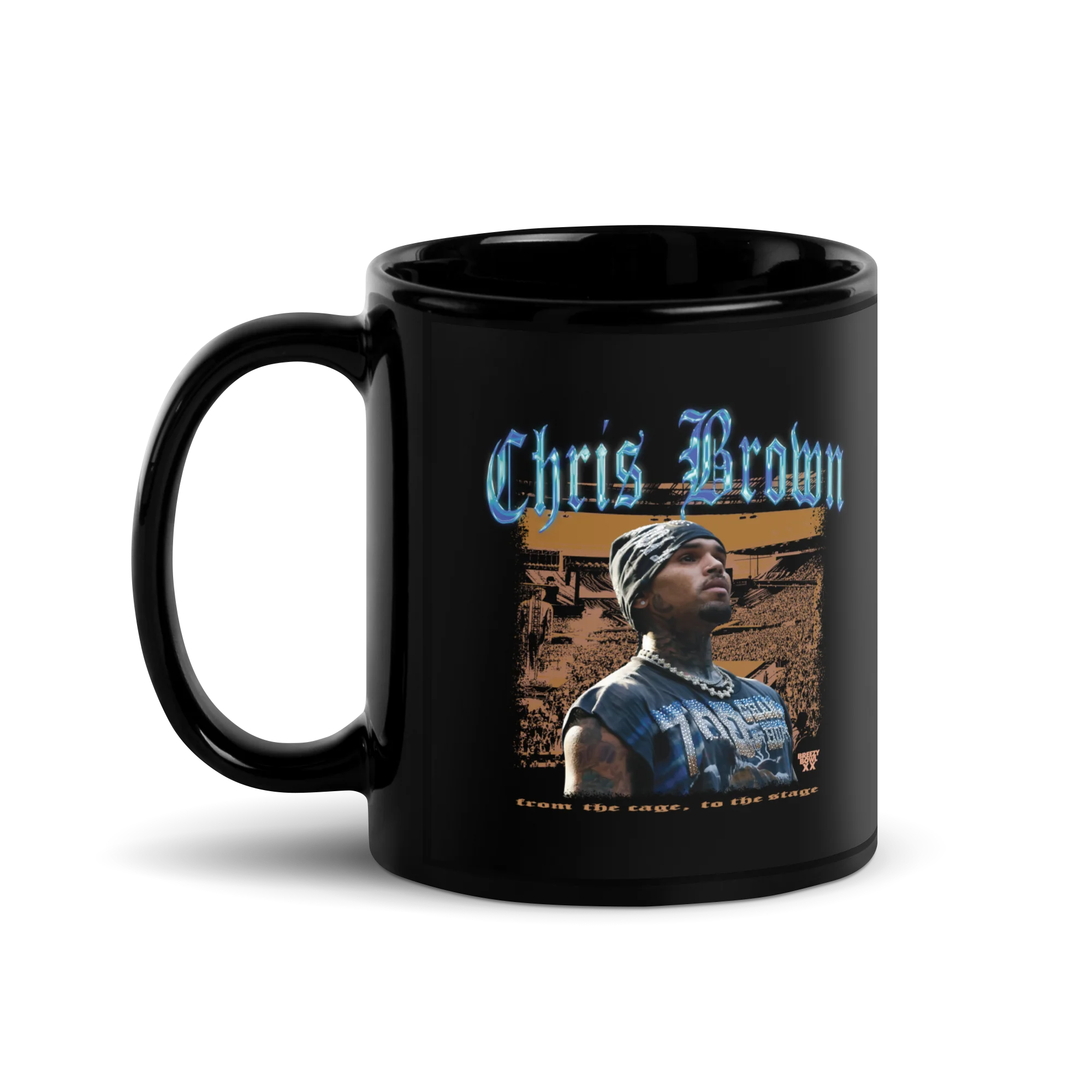 CAGE TO STAGE Black Glossy Mug - Image 2