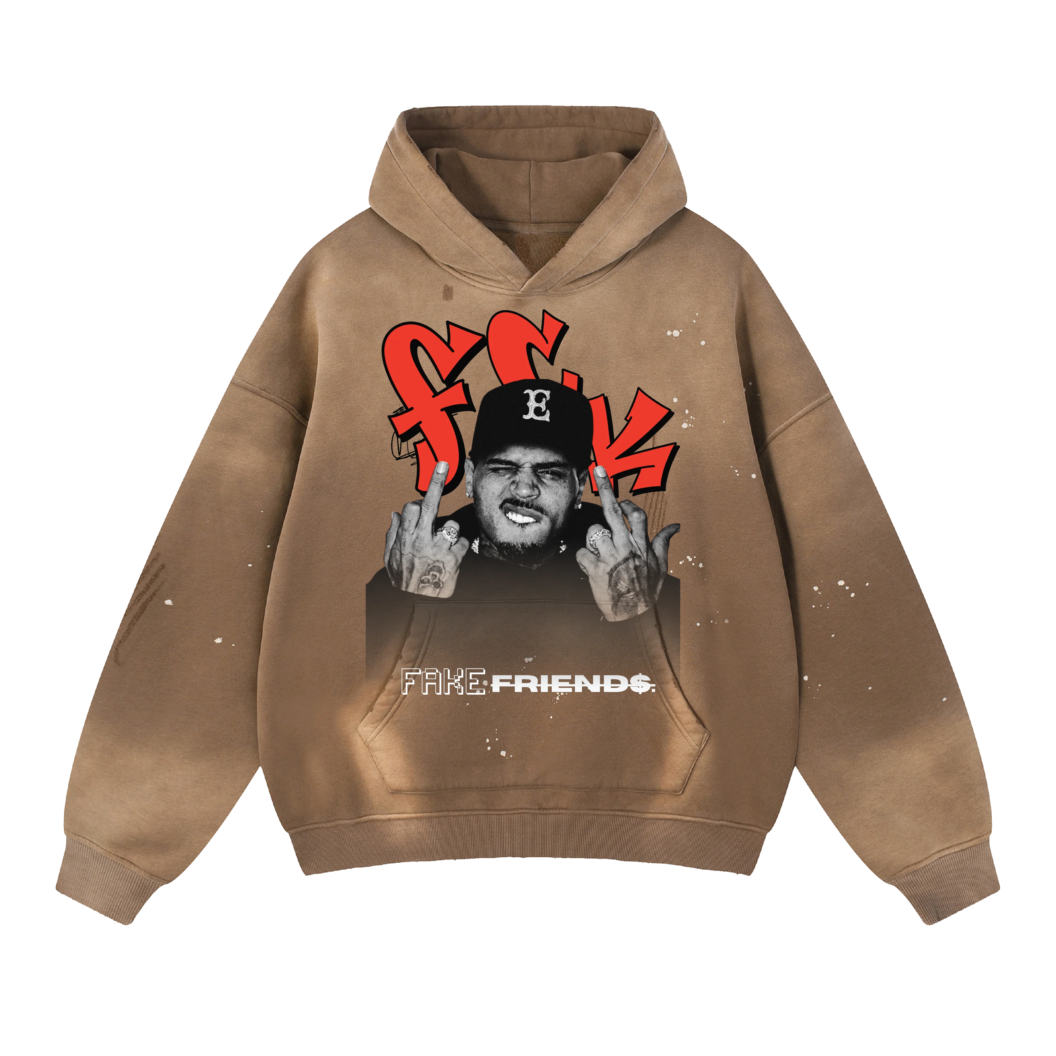 F*CK FAKE FRIENDS BROWN HOODIE
