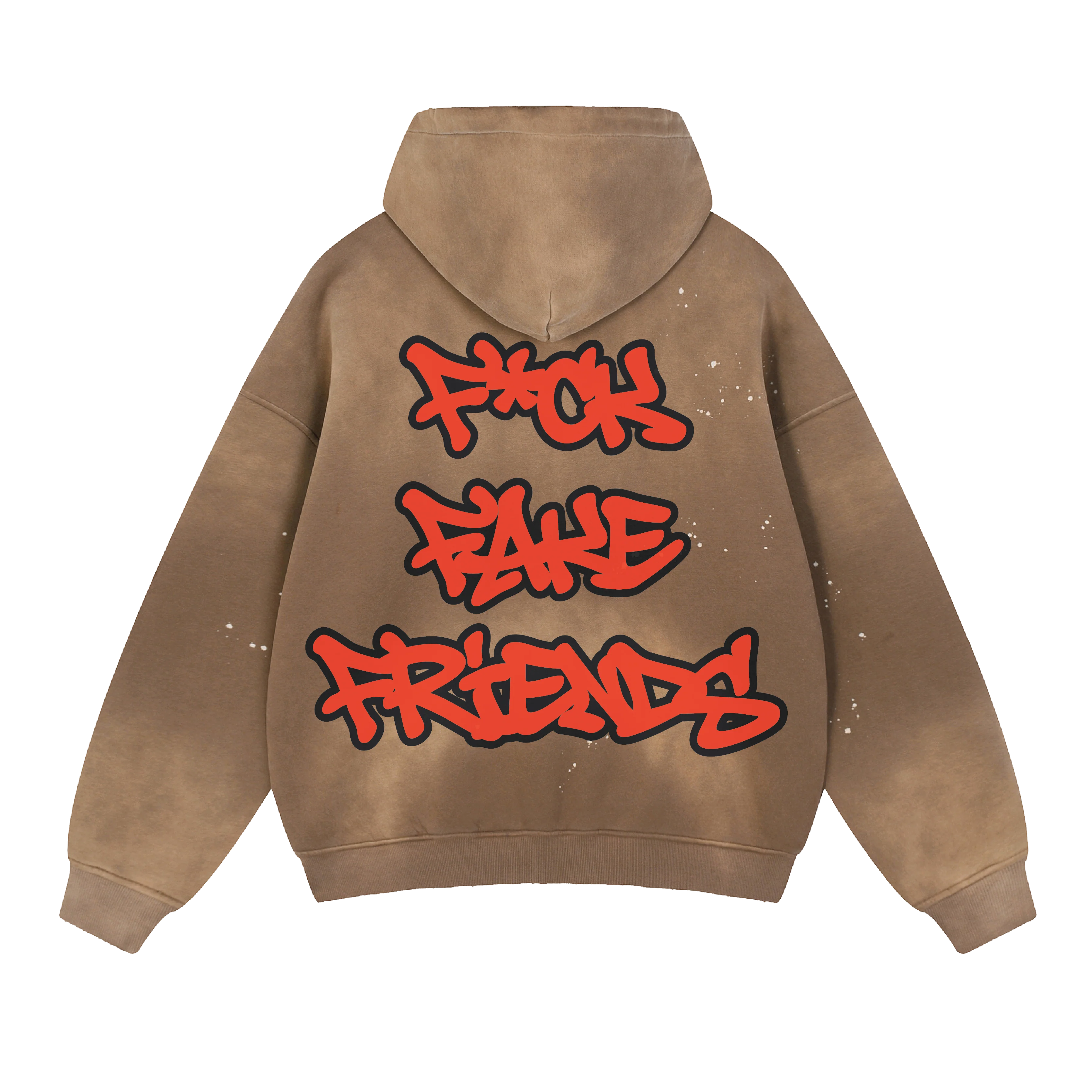 F*CK FAKE FRIENDS BROWN HOODIE - Image 2