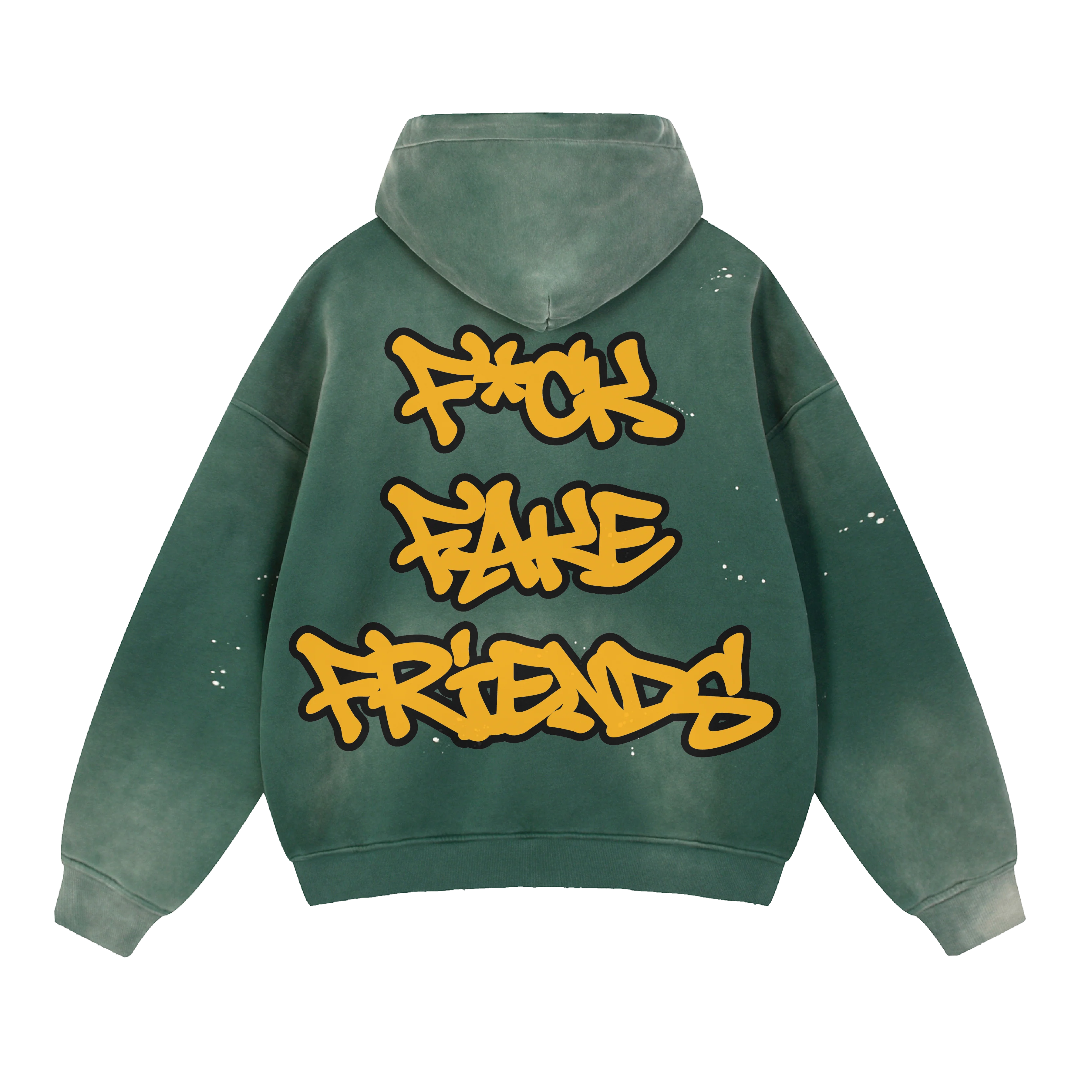 F*CK FAKE FRIENDS GREEN HOODIE - Image 2