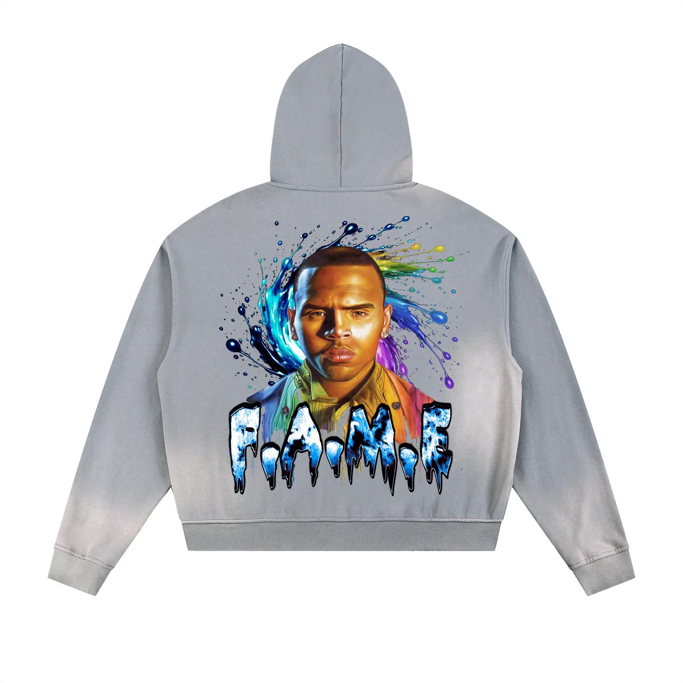 F.A.M.E. 15TH ANNIVERSARY SPIRAL Sun Fade Frayed Raw Edge Fleece Zip Hoodie - Image 2