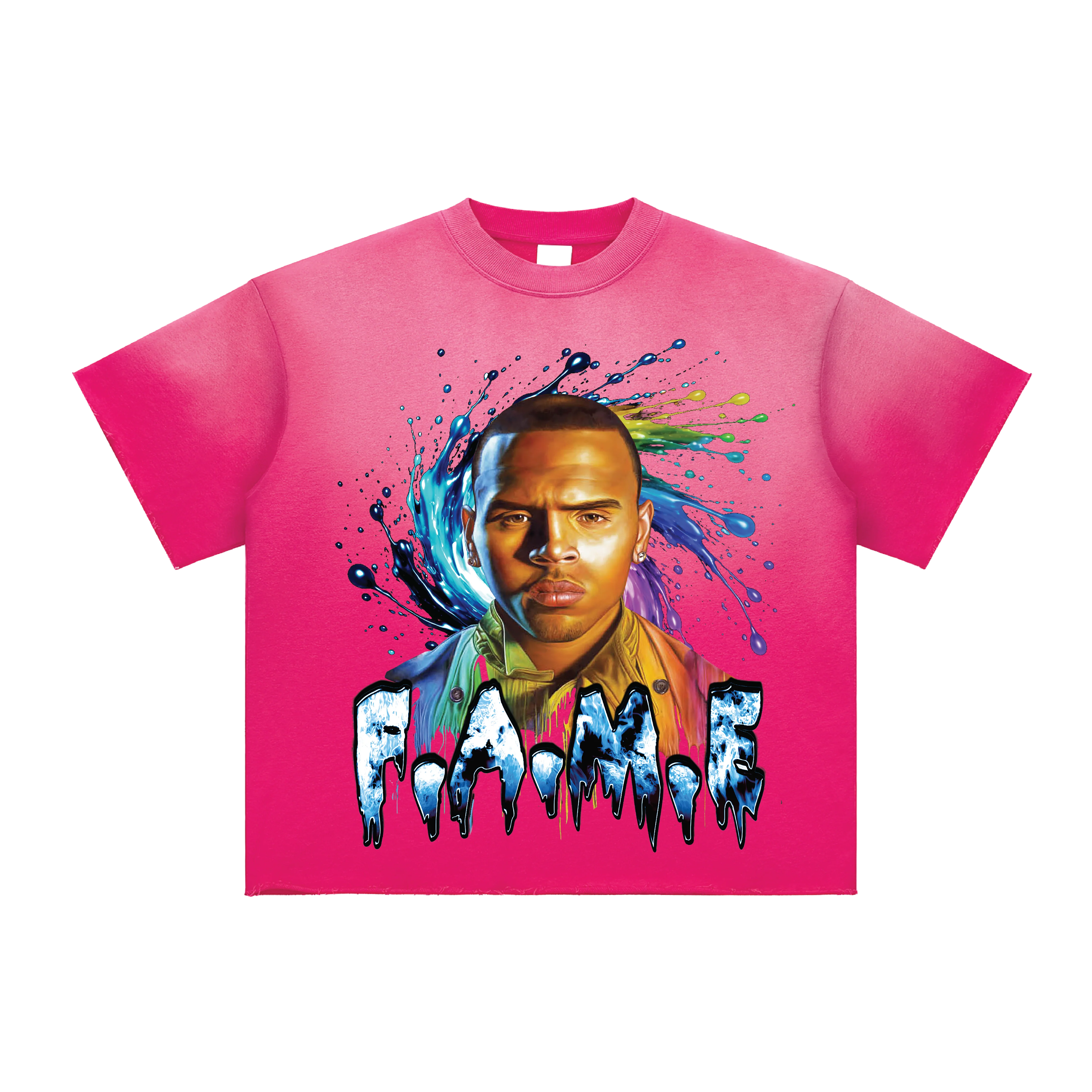 FAME 15TH ANNIVERSARY SPIRAL Sun Fade Raw Edge T-Shirt