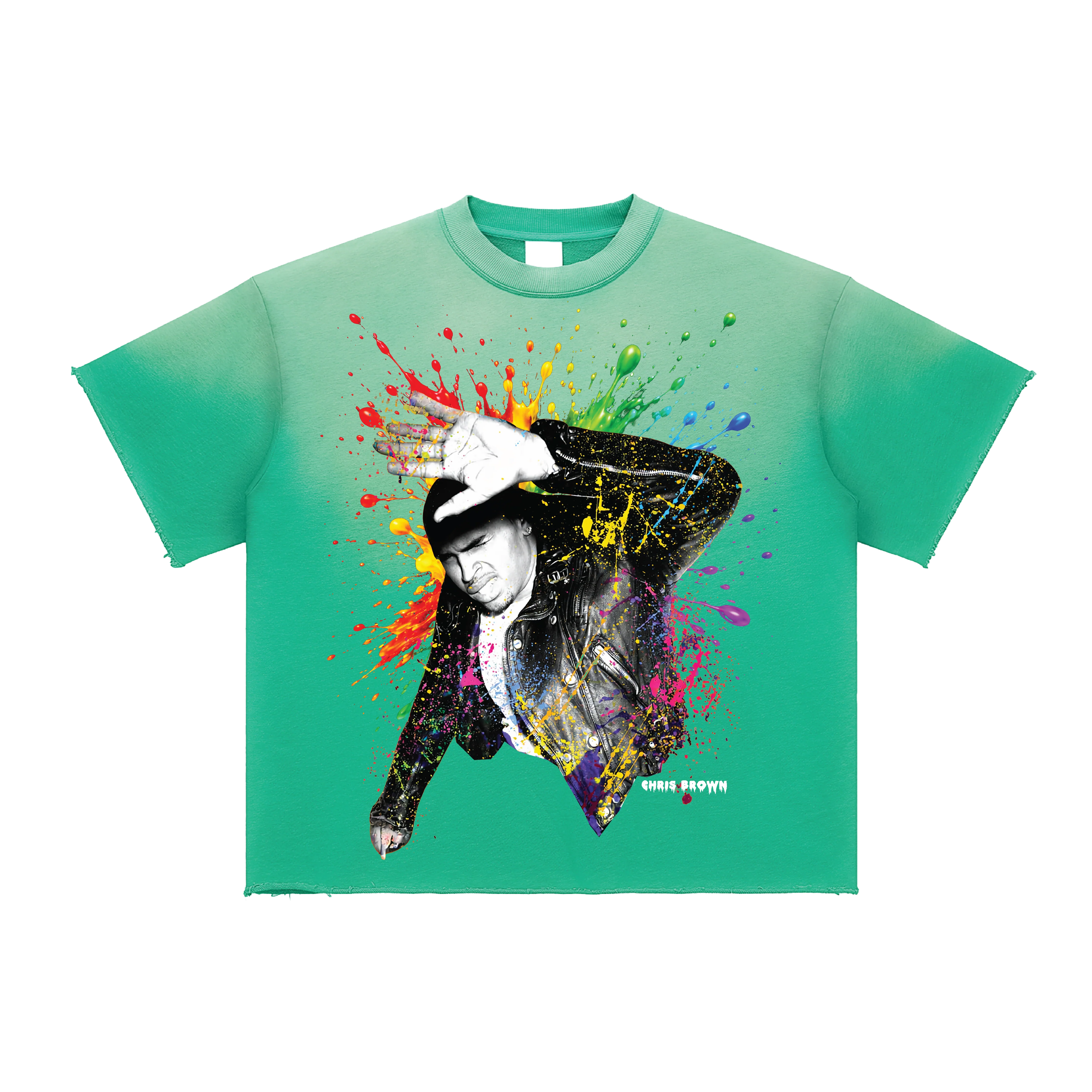F.A.M.E. 15TH ANNIVERSARY SPLATTER Sun Fade Raw Edge S/S T-Shirt - Image 3