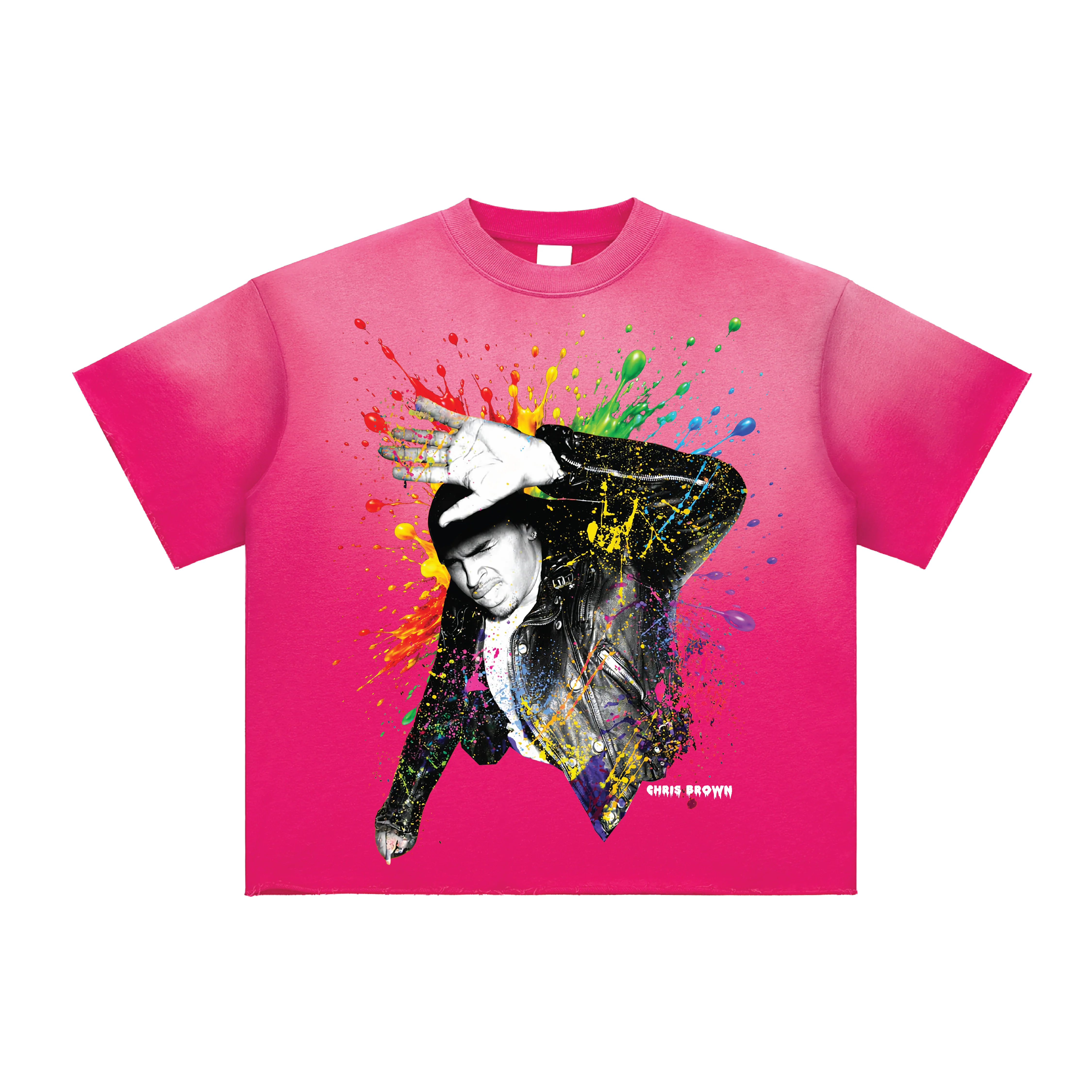F.A.M.E. 15TH ANNIVERSARY SPLATTER Sun Fade Raw Edge S/S T-Shirt - Image 5