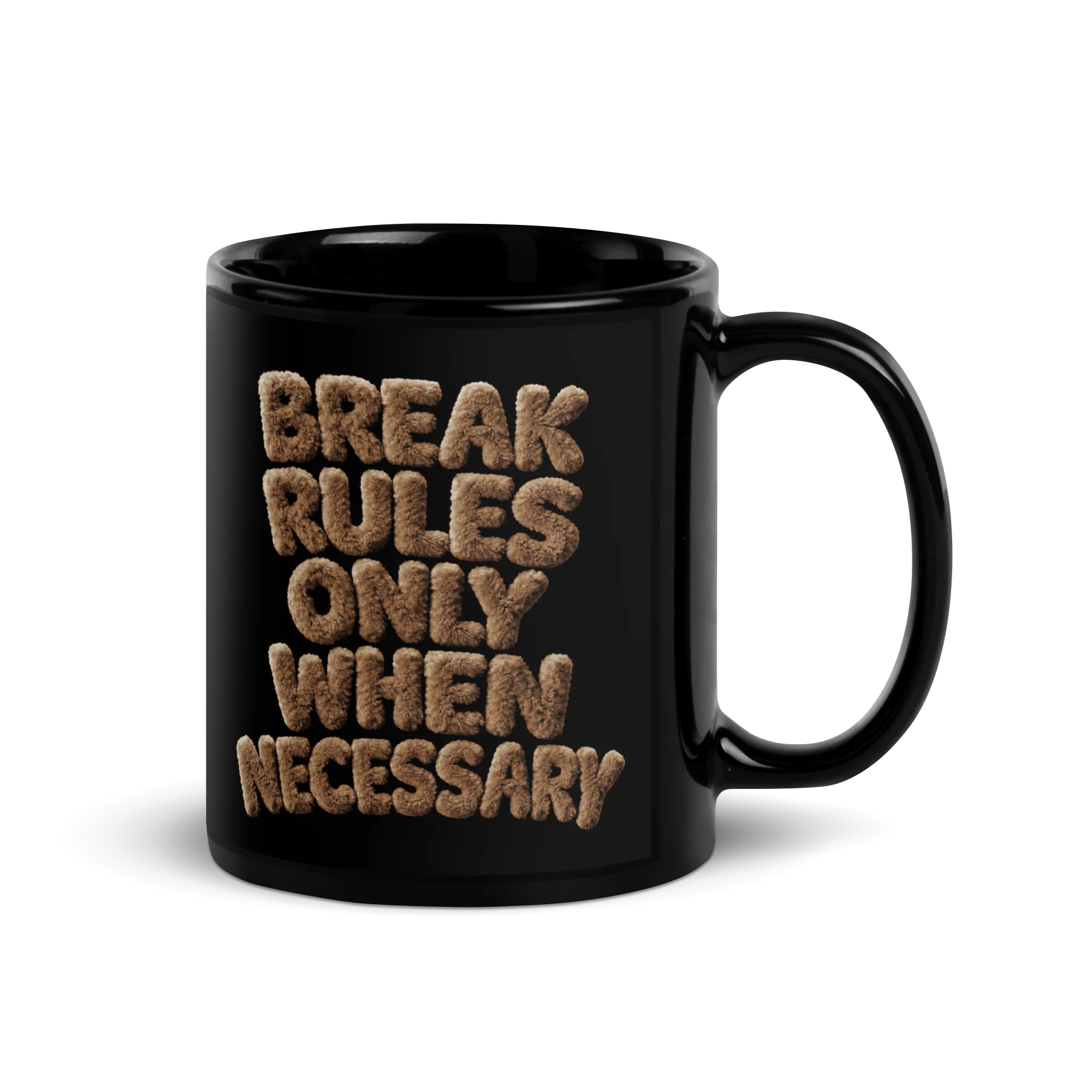 FUZZY BROWN Black Glossy Mug