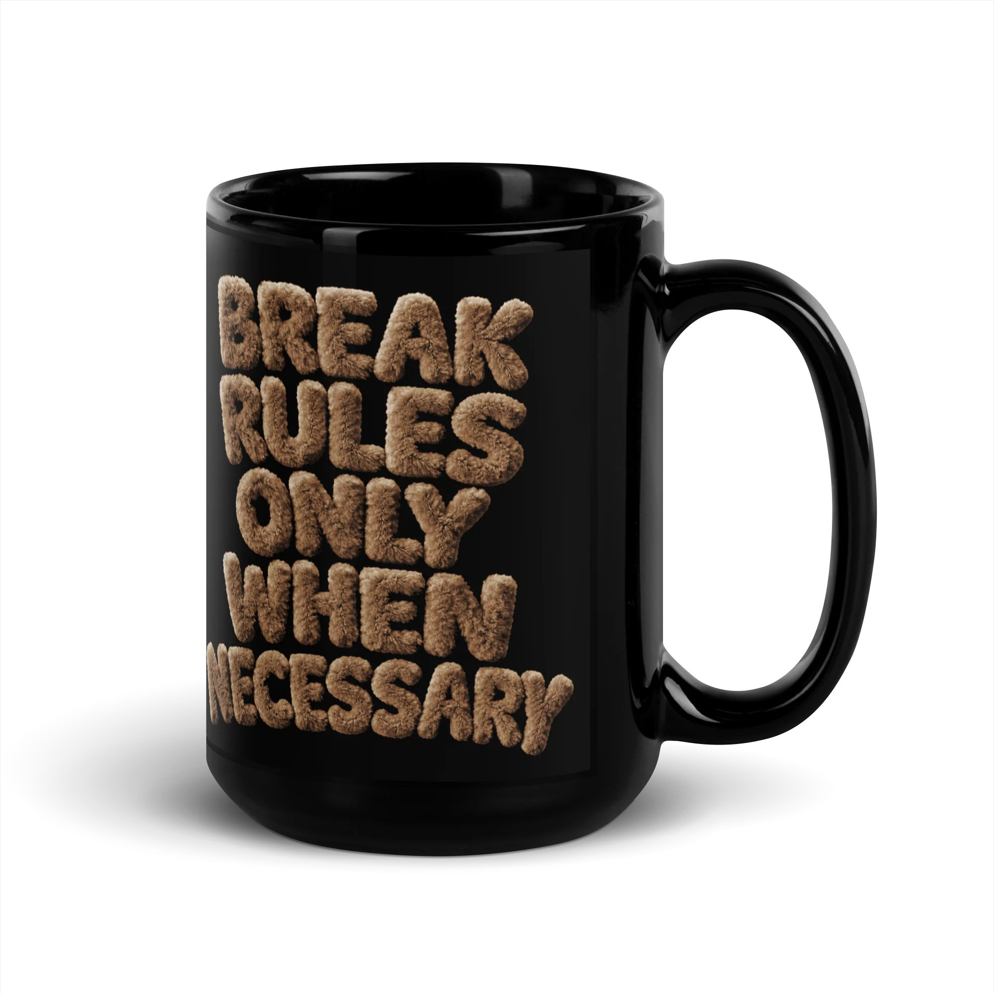 FUZZY BROWN Black Glossy Mug - Image 5