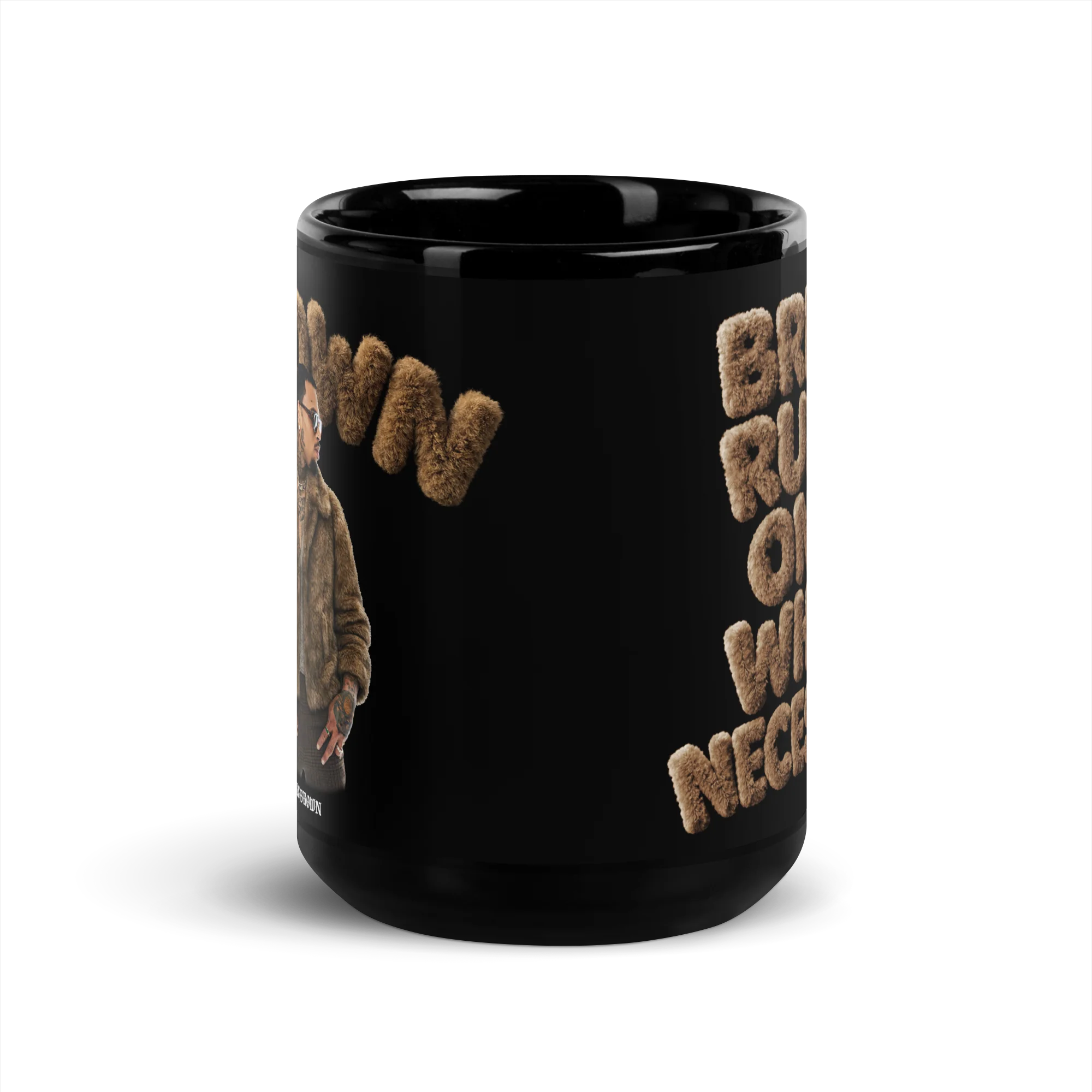 FUZZY BROWN Black Glossy Mug - Image 6