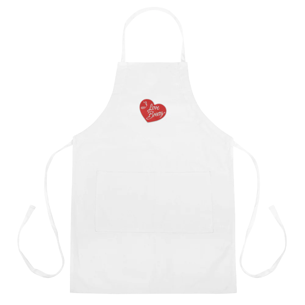I LOVE BREEZY EMBROIDERED APRON