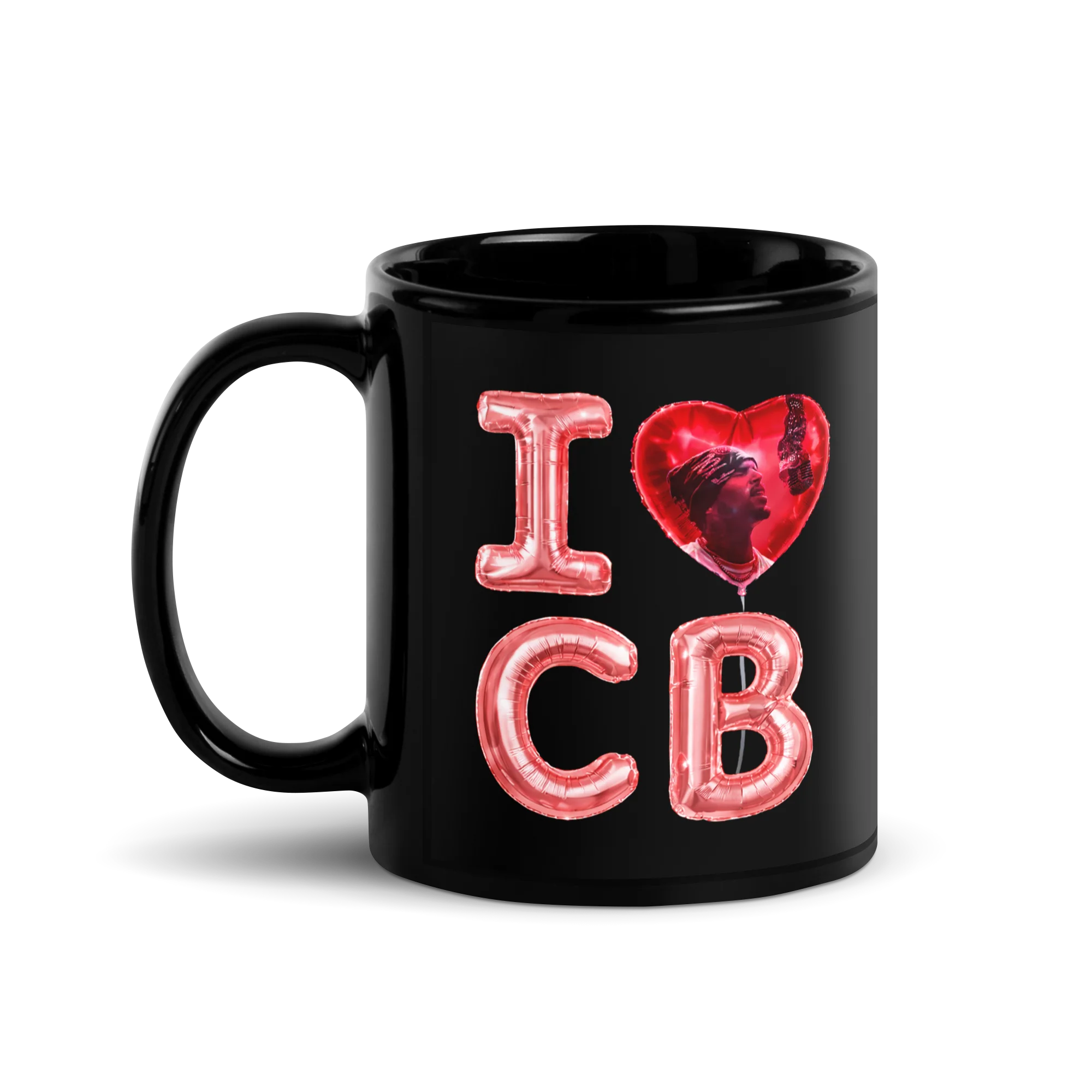 I LOVE CB BALLOON Black Glossy Mug - Image 2
