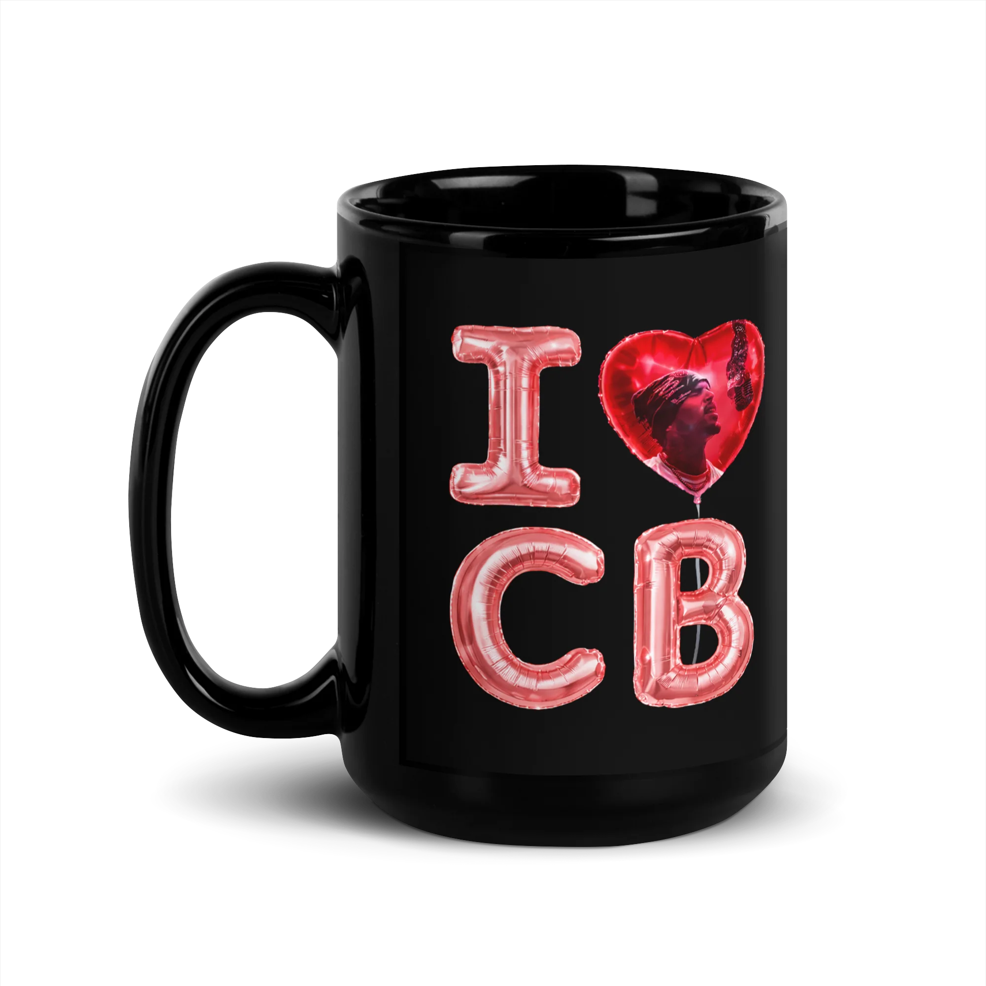 I LOVE CB BALLOON Black Glossy Mug - Image 4