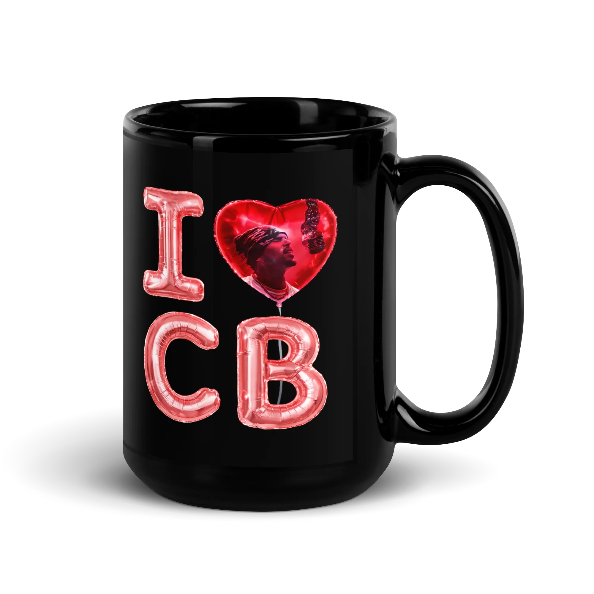 I LOVE CB BALLOON Black Glossy Mug - Image 5