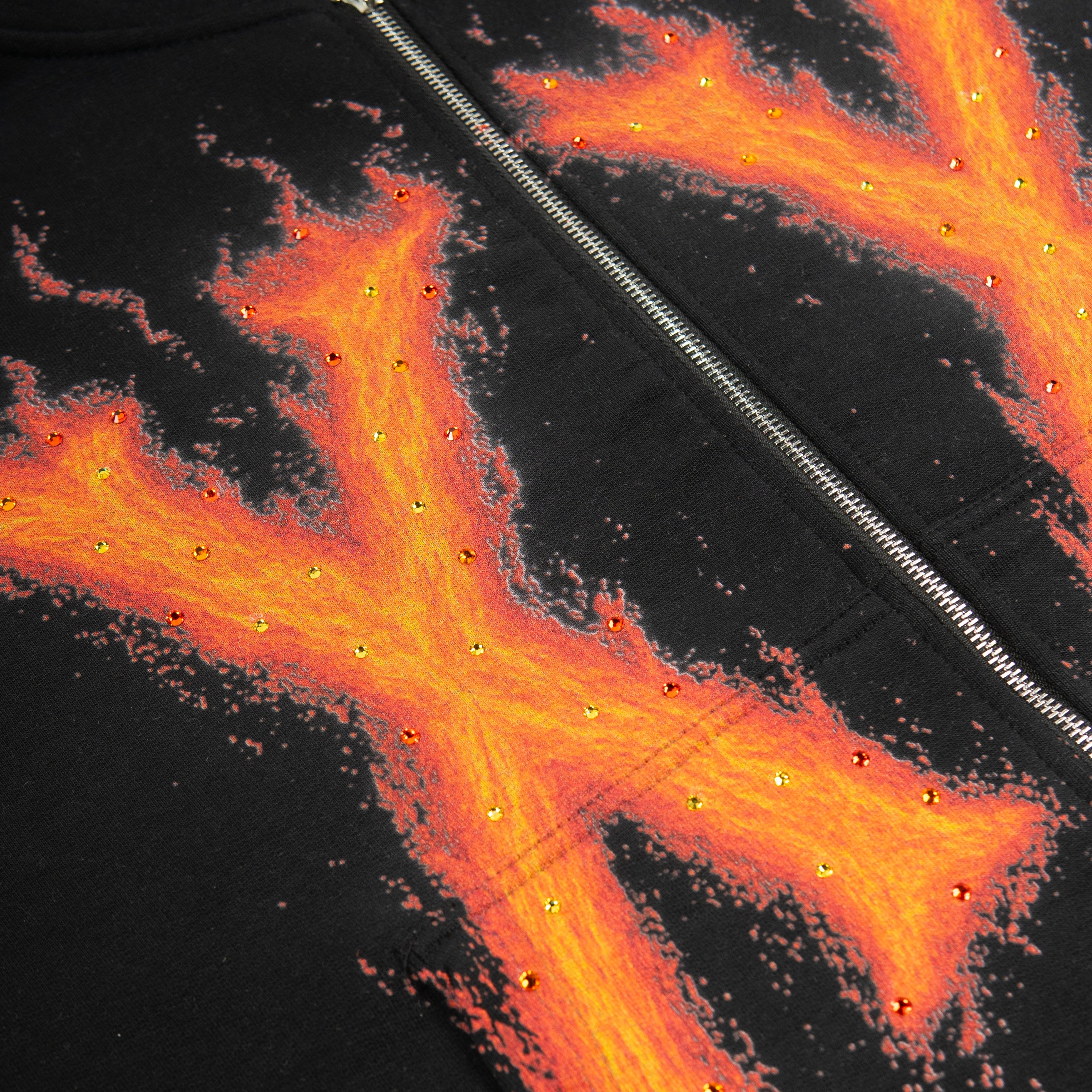 PREMIUM RHINESTONE BREEZY BOWL FLAME CROPPED HOODIE - Image 5