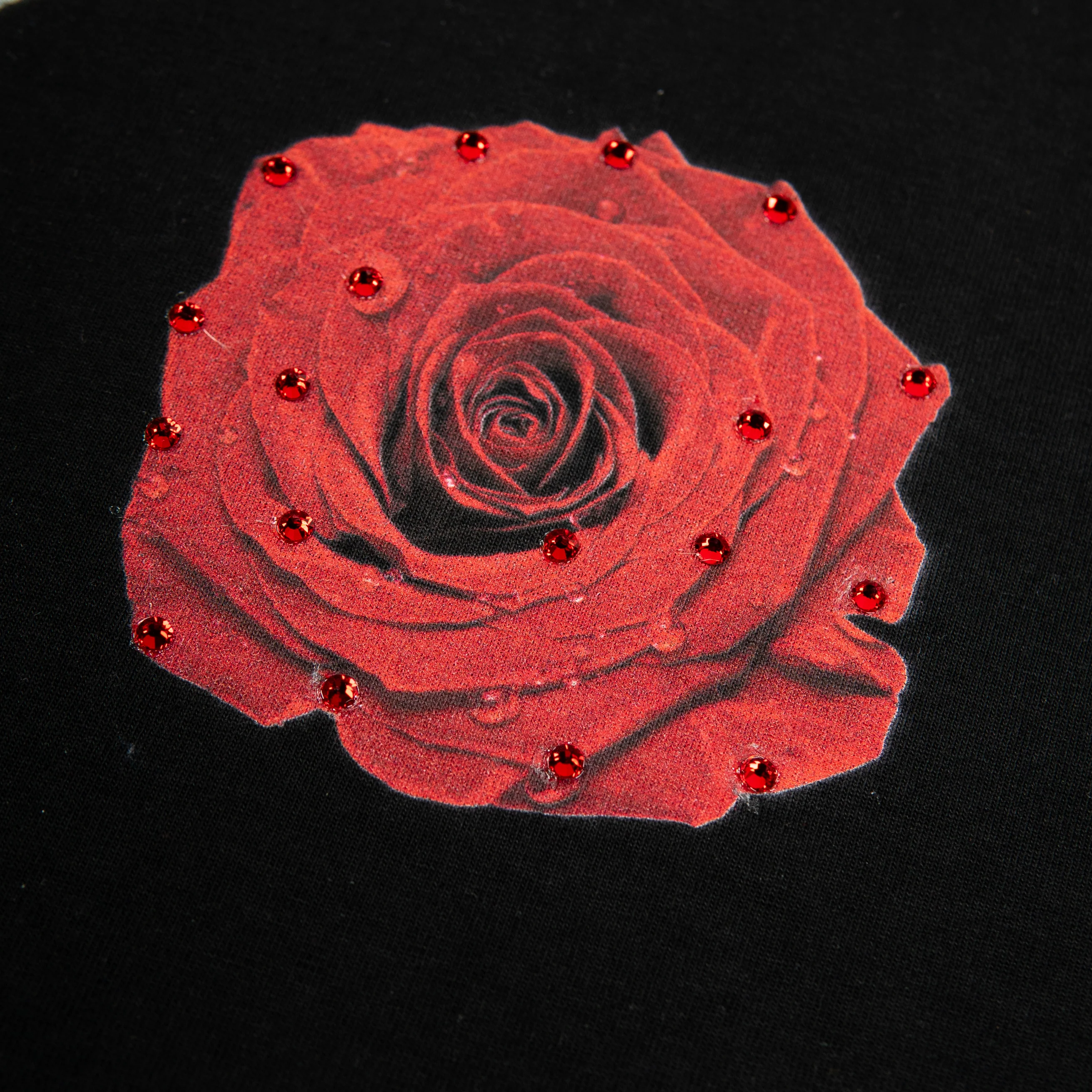 PREMIUM RHINESTONE BREEZY ROSE CROPPED HOODIE - Image 5