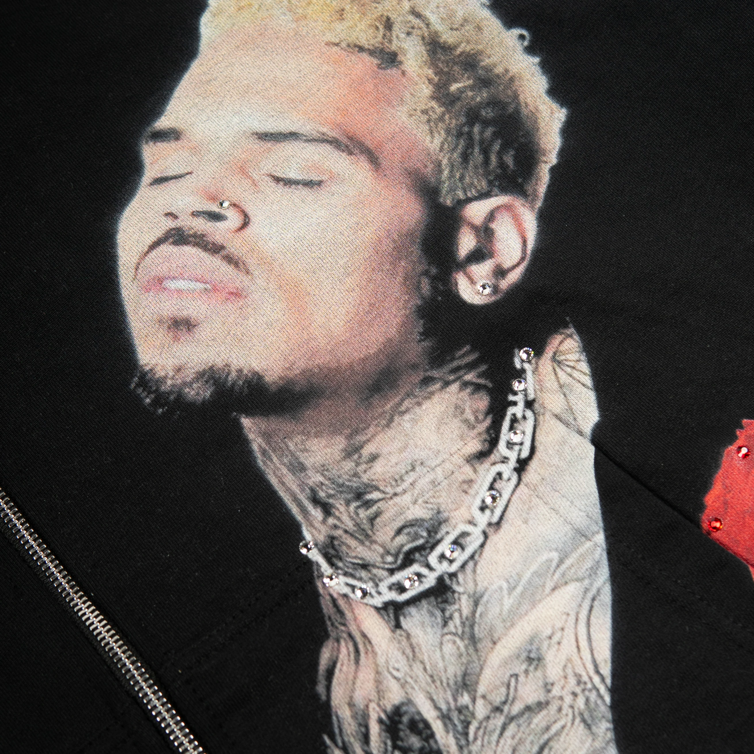 PREMIUM RHINESTONE BREEZY ROSE CROPPED HOODIE - Image 6
