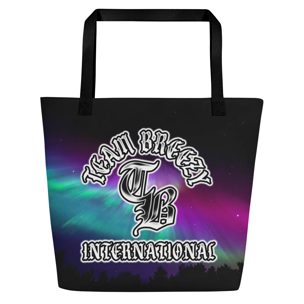 TEAM BREEZY INTERNATIONAL BLACKLETTER All-Over Print Large Tote Bag