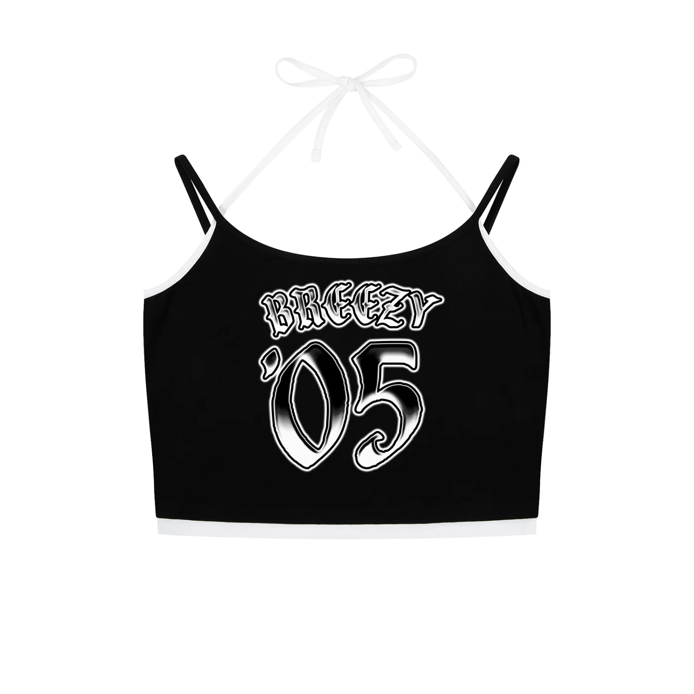 TEAM BREEZY INTERNATIONAL BLACKLETTER CONTRAST BINDING HALTER TANK TOP