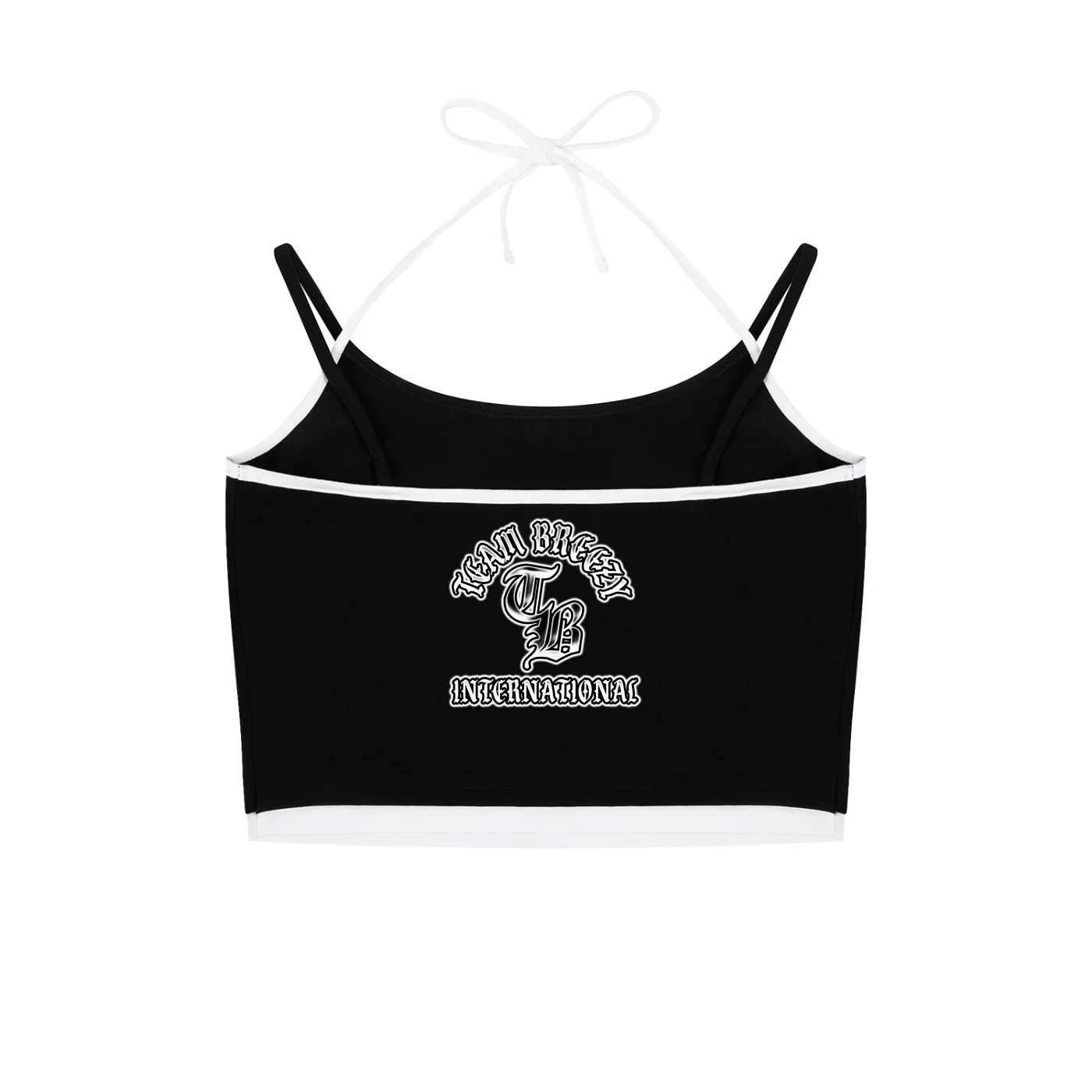 TEAM BREEZY INTERNATIONAL BLACKLETTER CONTRAST BINDING HALTER TANK TOP - Image 2