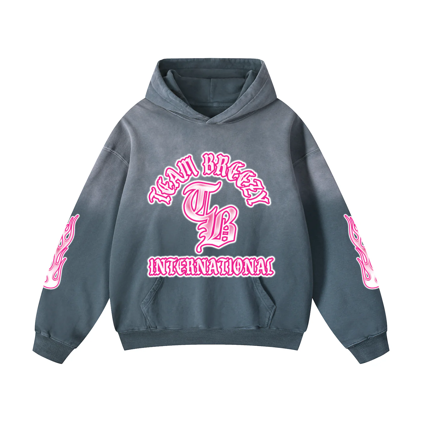 TEAM BREEZY INTERNATIONAL BLACKLETTER SUN-FADE GRAY HOODIE