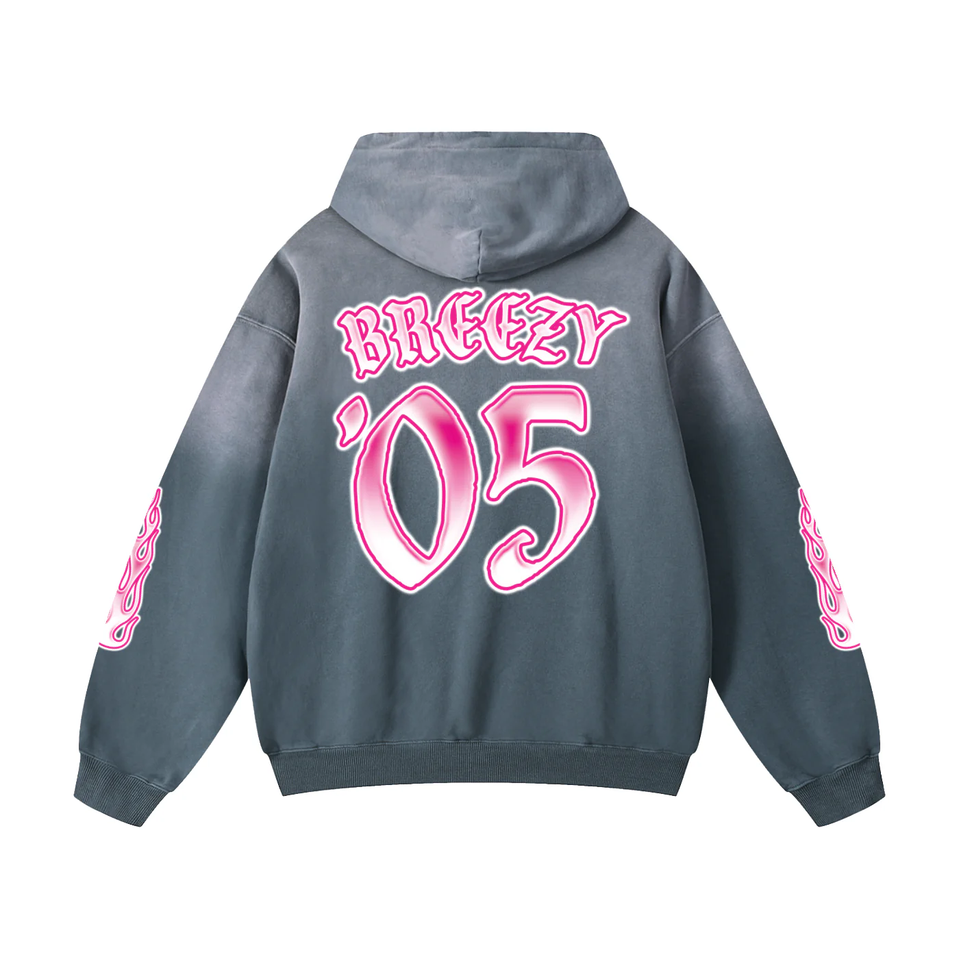 TEAM BREEZY INTERNATIONAL BLACKLETTER SUN-FADE GRAY HOODIE - Image 2