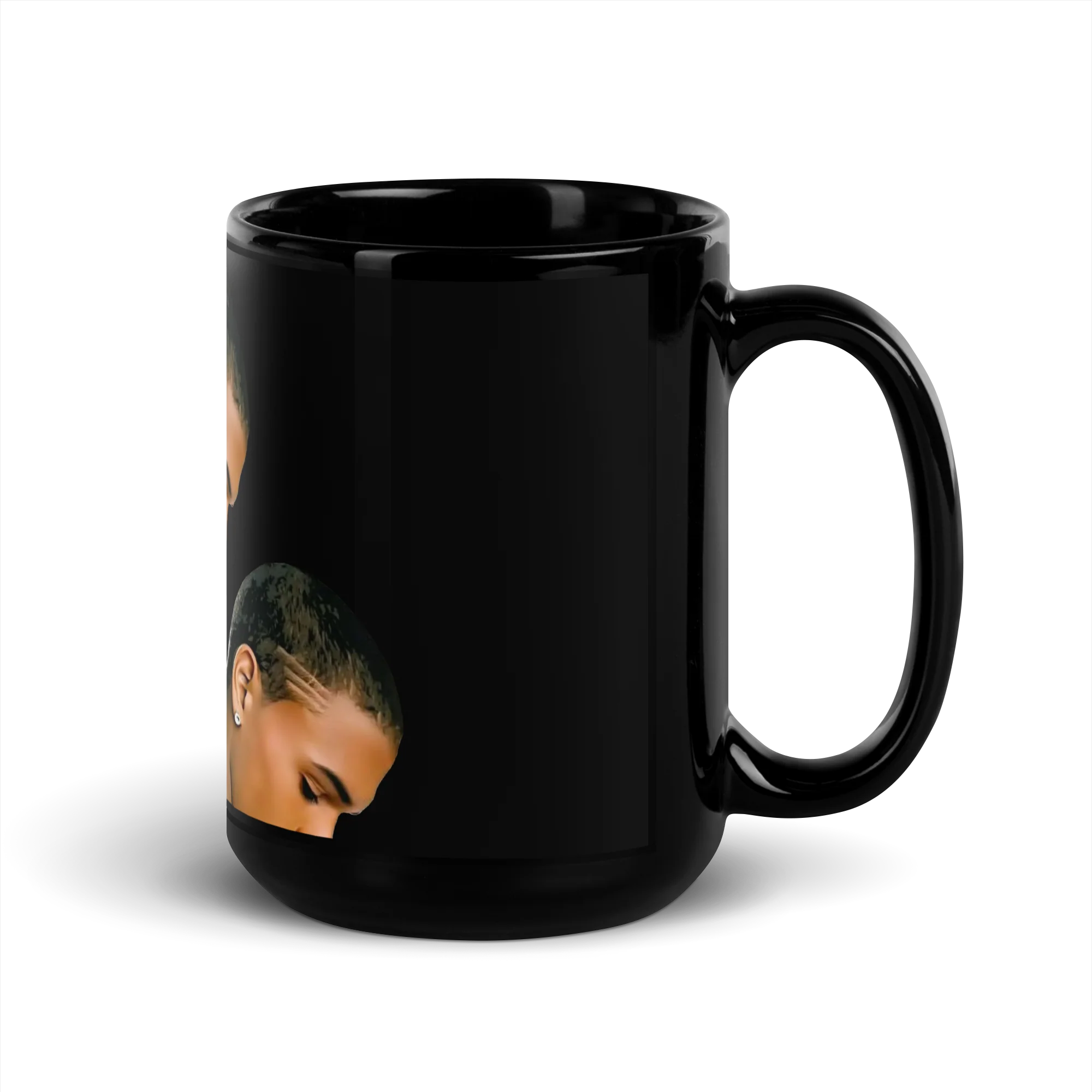 Young CB Big Head Black Glossy Mug - Image 5